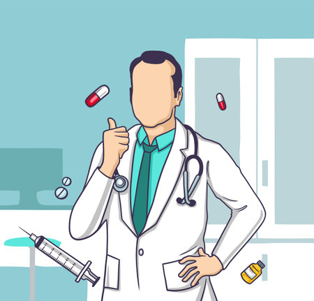 Male doctor in the office vector illustrationのイラスト素材