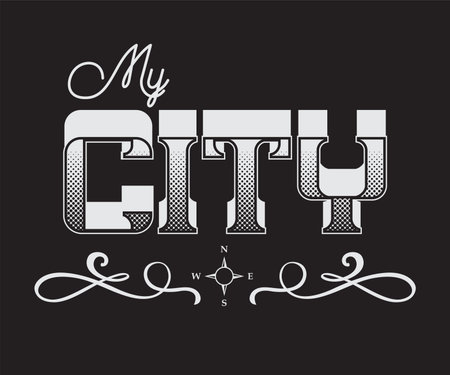 My city typography design template on black backgroundのイラスト素材