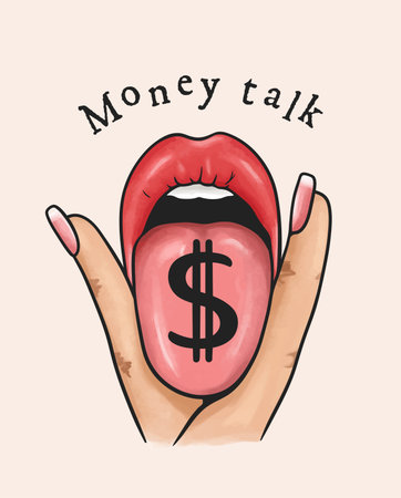 Tongue sticking out, dollar sign and 2 fingers peace symbol underneathのイラスト素材