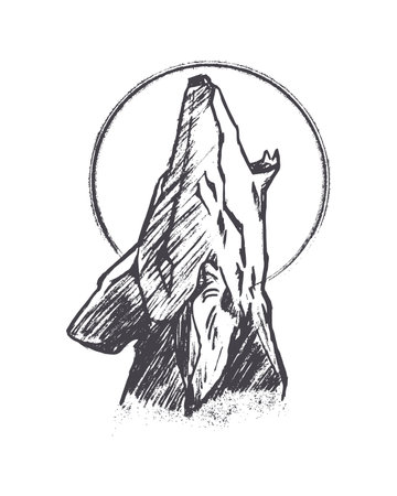 Wolf head roughly sketchのイラスト素材