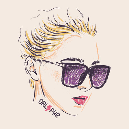 stylish beautiful woman wearing sunglasses, vector illustrationのイラスト素材