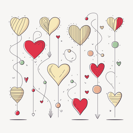 Valentine's Day hanging hearts design. Vector illustrationのイラスト素材