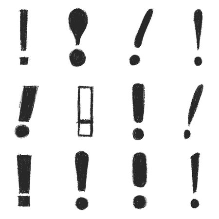 Hand drawn exclamation mark set, vector illustrationのイラスト素材
