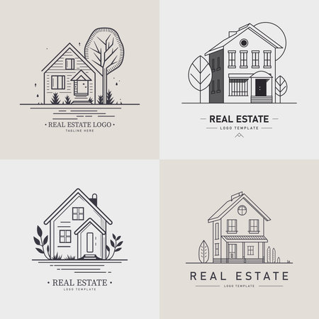 Set of minimalist real estate vector logo templateのイラスト素材