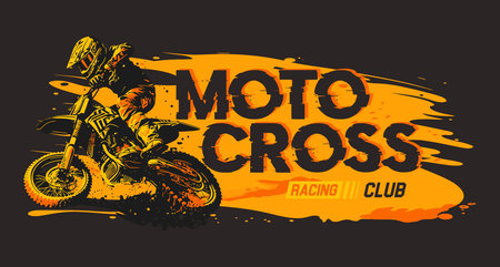 Motocross extreme sport rider with abstract background. Vector illustration bannerのイラスト素材