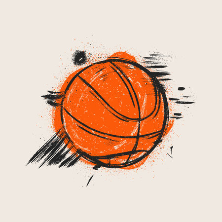 Basketball in hand drawn with grunge brush. Vector illustrationのイラスト素材