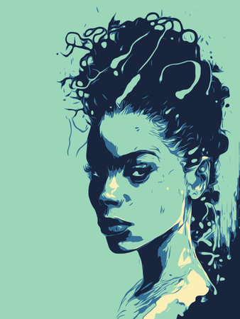 Black woman side view silhouette, vector illustrationのイラスト素材