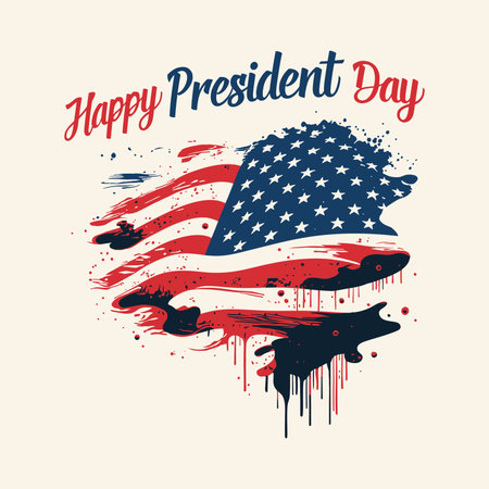 Happy President Day vector illustration with grungy American flagのイラスト素材