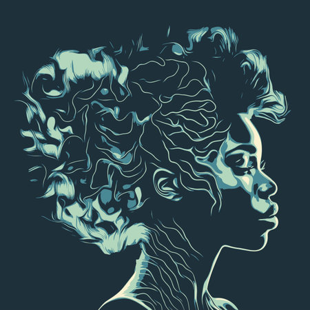 Black woman silhouette from side view, vector illustrationのイラスト素材