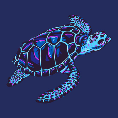 Sea turtle in vector cartoon illustrationのイラスト素材