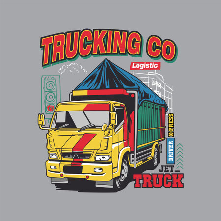 Logistics trucks. Truck driver life. Design about trucks for poster or t shirtのイラスト素材