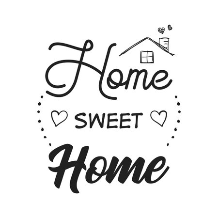 Home Sweet Home - Typography poster. Vector vintage illustration with house hood and lovely heart and incense chimneyのイラスト素材