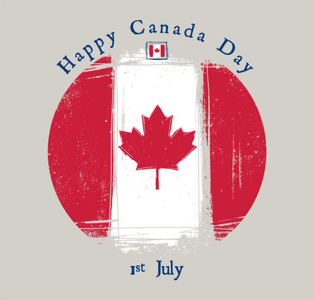 Happy Canada Day, 1 July, hand painted vector flagのイラスト素材