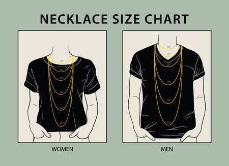Woman and man necklace size chartのイラスト素材