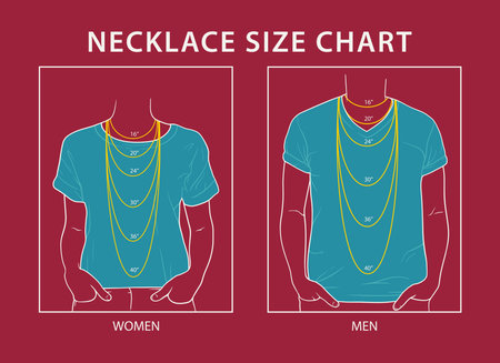 Woman and man necklace size chart on white backgroundのイラスト素材