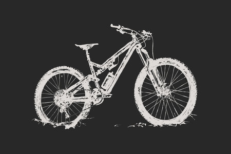 Vector illustration of a bicycle on a dark background. Monochrome image.のイラスト素材