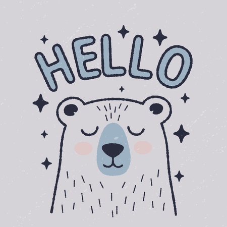 Friendly Polar Bear Illustration for Winter Greetings.のイラスト素材