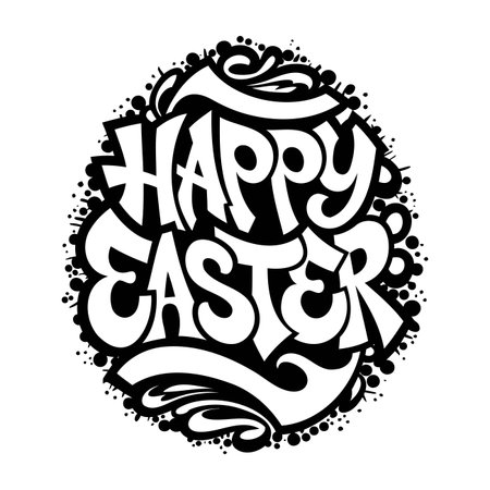 Happy Easter Lettering Design.のイラスト素材