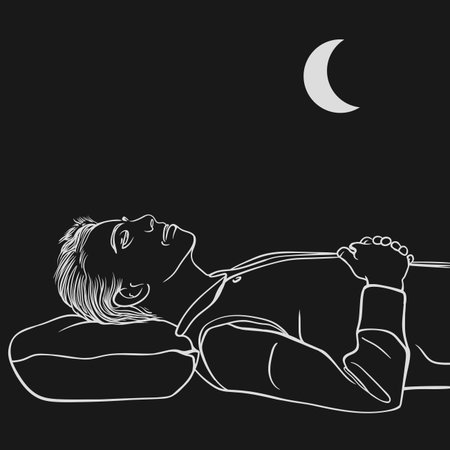 Illustration of a Person Sleeping Under the Moon.のイラスト素材