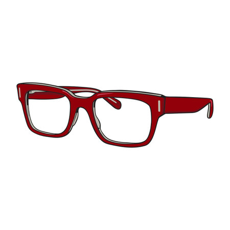 Stylish Red Framed Eyeglasses on White Background.のイラスト素材