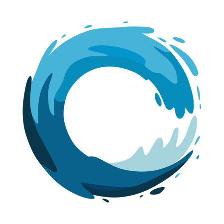 Abstract circular wave in blue shades, showcasing water's motion and fluidity.のイラスト素材