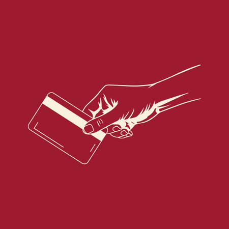Line art of a hand presenting a payment card.のイラスト素材