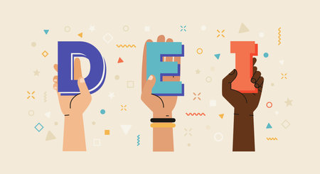 Teamwork for diversity, equity, and inclusion.のイラスト素材