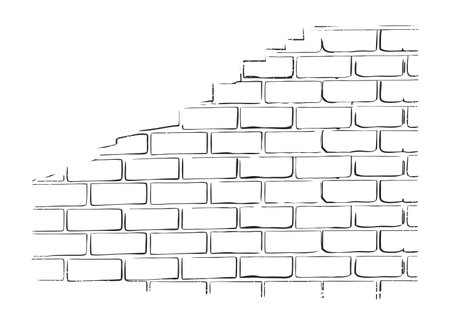 Simple black and white brick wall illustration.のイラスト素材