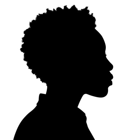 Clean Silhouette Illustration of a Young Black Woman Profile Portrait.のイラスト素材