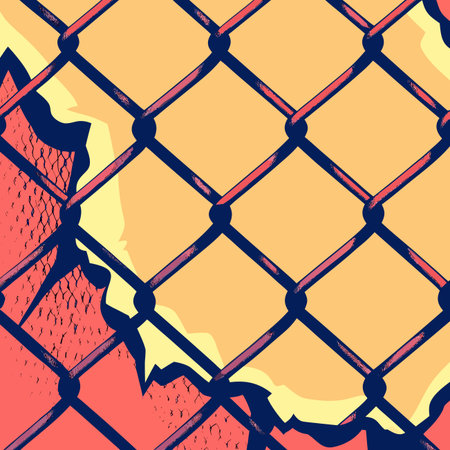 Colorful Abstract Wire Fence Illustration with Geometric Background Detail.のイラスト素材