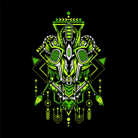 Vector of Insect Head with sacred geometrical frame can use for template and t shirt designのイラスト素材