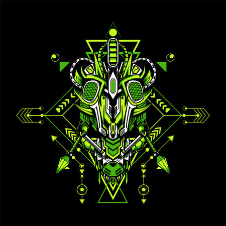 Vector of Insect Head with sacred geometrical frame can use for template and t shirt designのイラスト素材