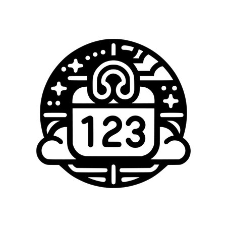 A bold and modern vector illustration featuring a clean circular design with the number 123 at the centerのイラスト素材