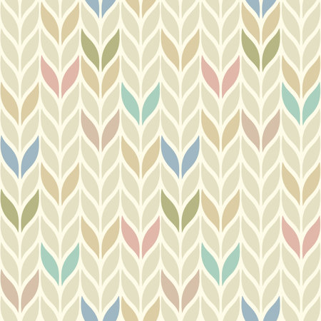 Seamless vector ornamental pattern in light pastel colors for fabric, textile, or wallpaper design. Knitting imitation.のイラスト素材