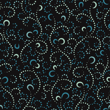 Seamless vector abstract pattern ornate floral ornament based on traditional asian art in blue colors on black background. Ornamental print in orient style for fabric, textile, or wallpaper designのイラスト素材