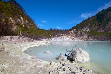 Kawah Putih Crater in Ciwidey West Java, Near Bandung city.の写真素材