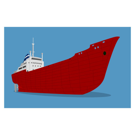 Vector illustration of red cargo shipのイラスト素材