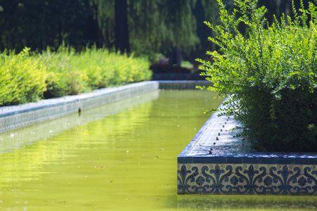 Elements of architecture of Plaza de Espana Palace in park of Maria Luisa in Seville Spain.の写真素材