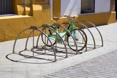 Classic bicycle on the street in Seville, Spain.の写真素材