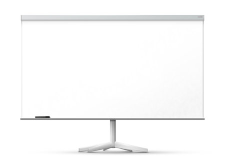Blank office whiteboard on the monopod, isolated on white background - 3D artwork.の写真素材
