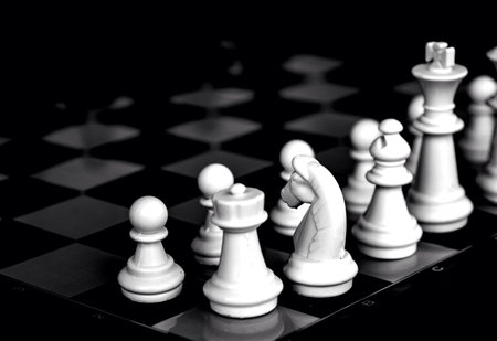 Chess game in black and white toneの素材