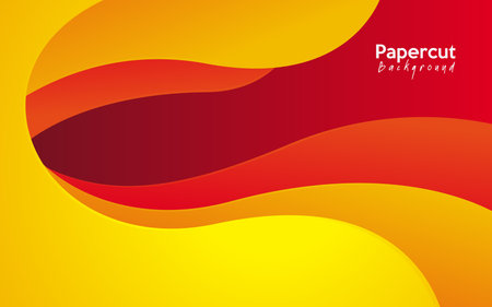 yellow modern abstract background design. Abstract red and yellow wavy background. Vector illustration for your designのイラスト素材