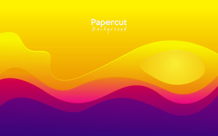 yellow modern abstract background design. Colorful abstract background with wavy shapes. Vector illustration for your designのイラスト素材