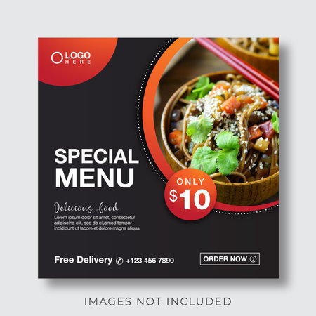 food culinary menu banner for social media post template. Restaurant menu brochure template design. Creative layout with place for your text.のイラスト素材