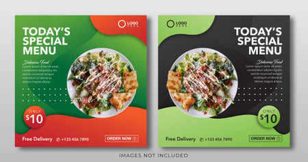 food culinary menu banner for social media post template. Pizza menu design template, easy to edit, vector illustration.のイラスト素材