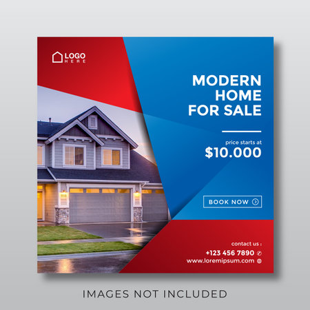 home real estate property square banner for social media. Real Estate Brochure Flyer design Layout template in A4 sizeのイラスト素材