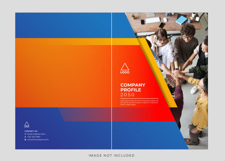corporate company profile, annual report cover. Corporate Business Covers Design Layout Template with Orange and Blue Backgroundのイラスト素材