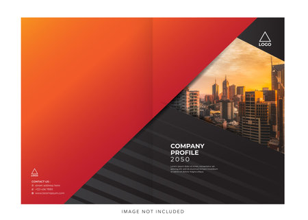 corporate company profile, annual report cover. Red Brochure design template. Annual report cover, vector illustration.のイラスト素材