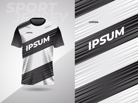 black white abstract sports jersey football soccer racing gaming motocross cycling running. Soccer jersey template, Soccer t-shirt pattern design for football kit.のイラスト素材