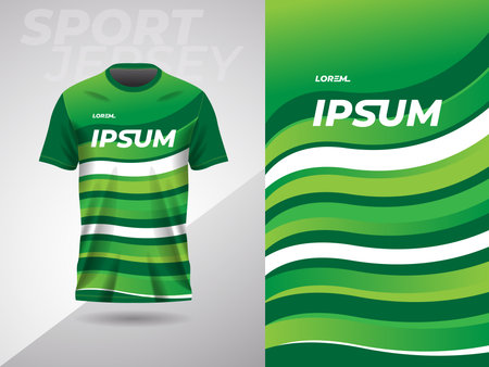 green abstract sports jersey football soccer racing gaming motocross cycling running. Soccer jersey template for sportswear. Green and white colorsのイラスト素材